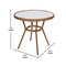 Merrick Lane Celia Bistro Style Table with Glass Top, PE Rattan, 2 Stack Chairs, and Bamboo Finished Metal Frame for Indoor/Outdoor Use